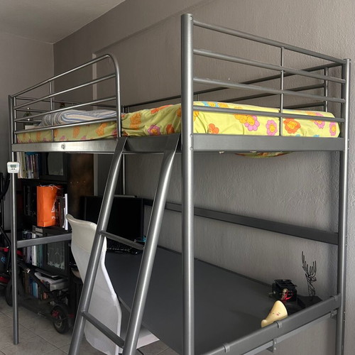 Bunk bed with desk and mattress