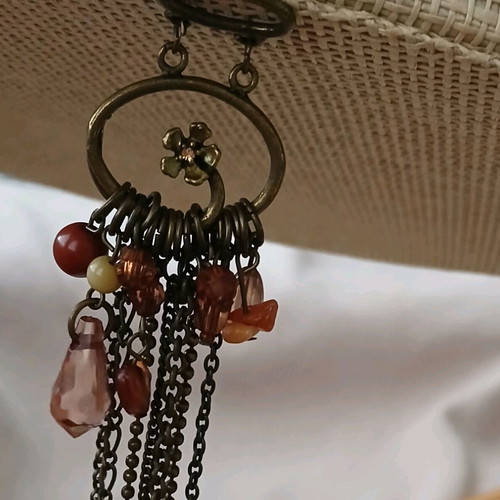 Ethnic handmade single earring like new with long chains and stones