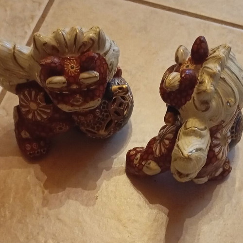 Kutan Foo Dogs Ceramic Traditional Japanese Decor