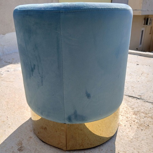 Velure Upholstered Stool like new, height 44 cm, diameter 37 cm