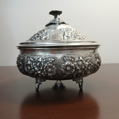 Silver-plated vintage fondue bowl