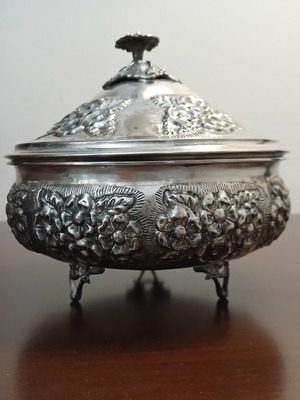 Silver-plated vintage fondue bowl