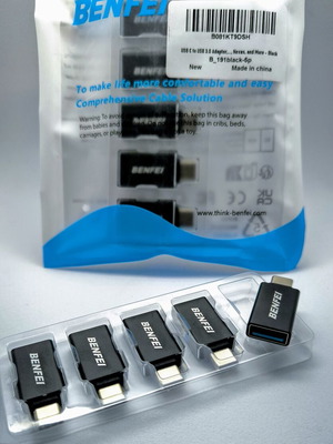 BENFEI USB-C към USB 3.0 адаптери, комплект от 5, черни