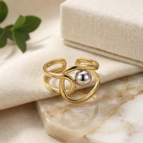 Steel ring, gold color