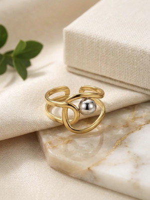 Steel ring, gold color