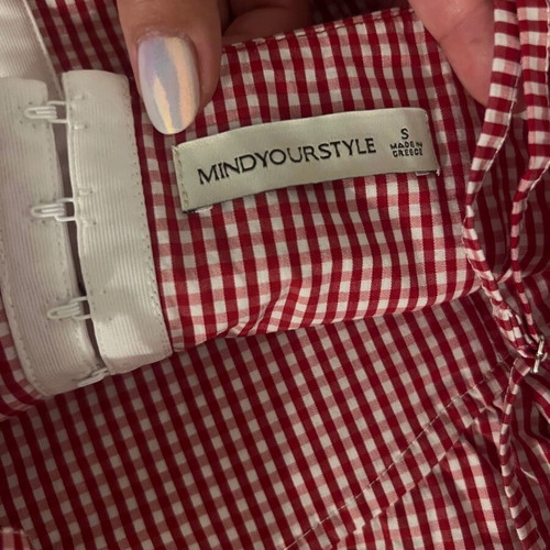 Red and white checkered top with thin straps, like new, size S