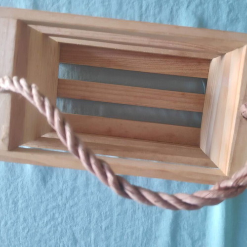 Cuccio Naturale Mini wooden crate with rope handle new