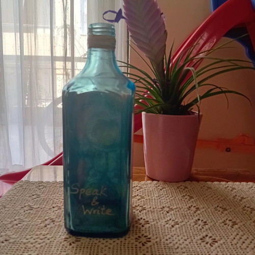 Handmade decorative bottle "Little Astronaut" like new, painted
