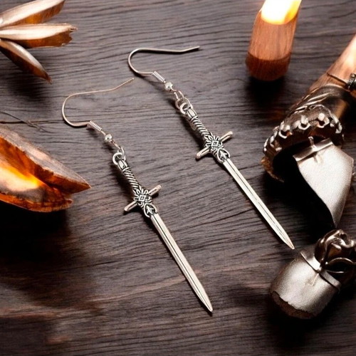 Sword earrings new, silver, hypoallergenic