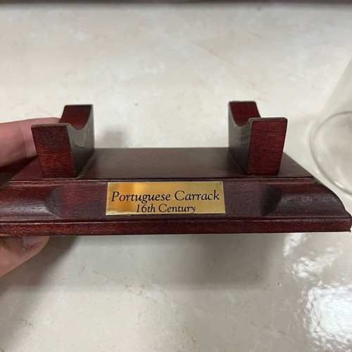 Ship in bottle collectible, new with wooden base