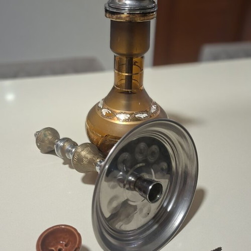 Traditional handmade hookah used, carved, 68cm, without hose