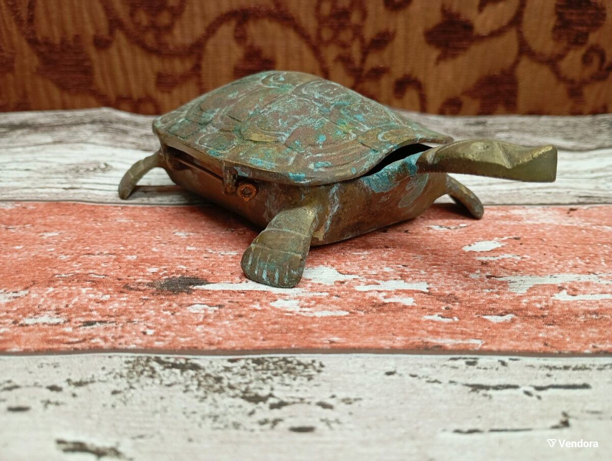 Μπρούτζινη χελωνίτσα κοσμηματοθήκη μεταχειρισμένη, vintage προ 1970