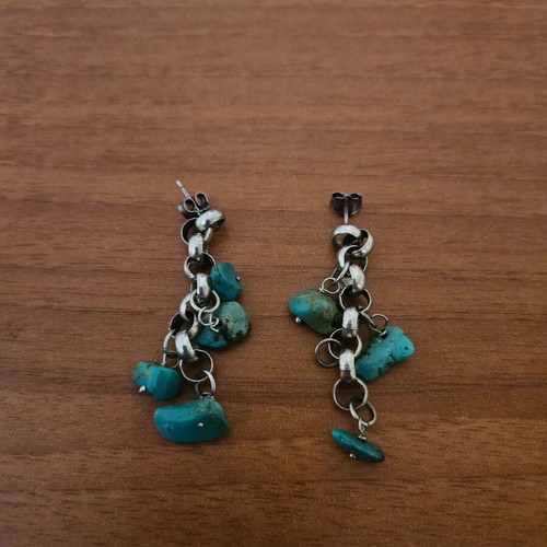 Silver earrings with natural turquoise, 5cm