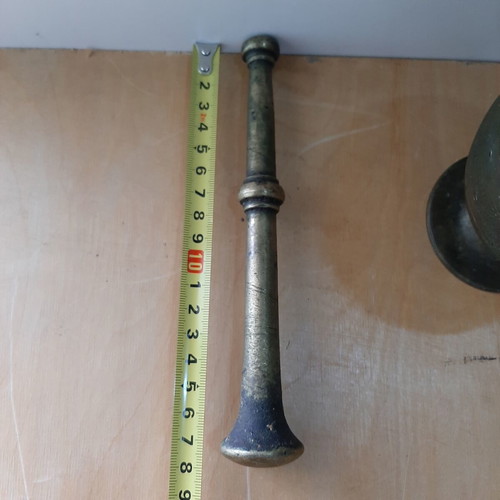 Old mortar with pestle used, vintage decoration