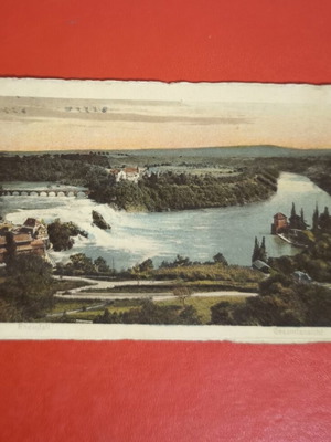 Vintage card postal Rheinfall 1906 chromolithograph used