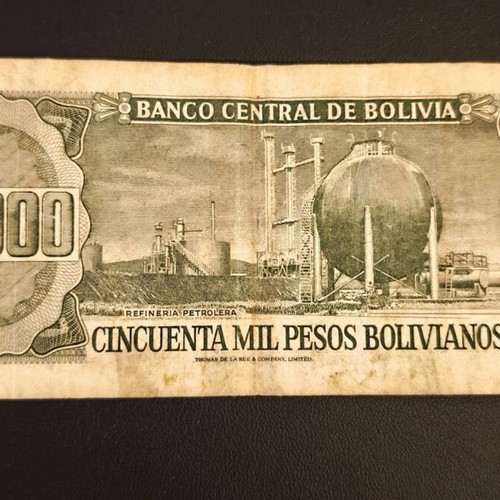 50,000 Pesos Bolivianos banknote Bolivia used 1984