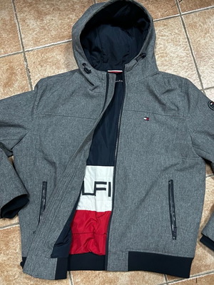 Tommy Hilfiger Ανδρικό Μπουφάν WindBraker XL σαν καινούργιο, γκρι με κουκούλα