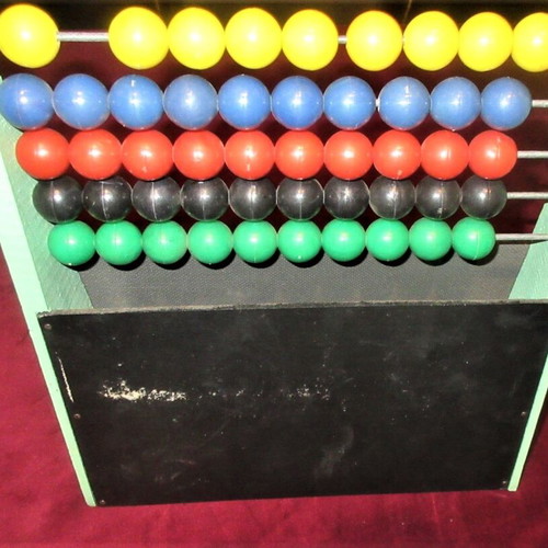 Student abacus clock and board Greek wooden 70s like new