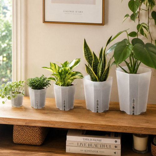 Transparent hard flowerpot in 5 sizes XL 15cm new