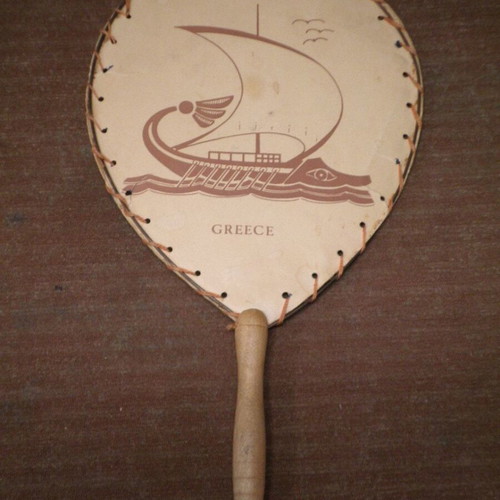 Vintage RODOS- GREECE promotional tourist fan used