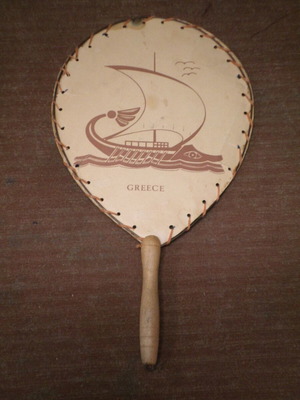 Vintage RODOS- GREECE promotional tourist fan used
