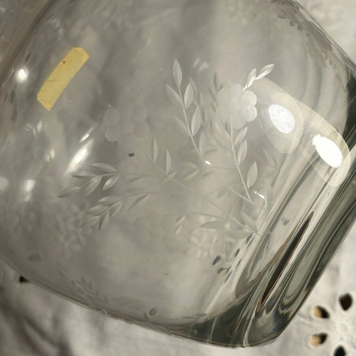 Crystal Tuscany carafe used with engraved embossed floral design