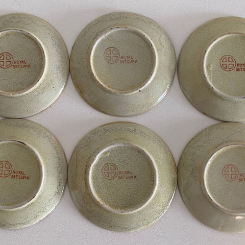 Royal Satsuma Japanese Plates Set of 6, 6 cm, new