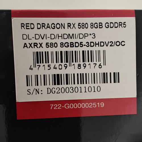 Red Dragon RX 580 8GB graphics card like new