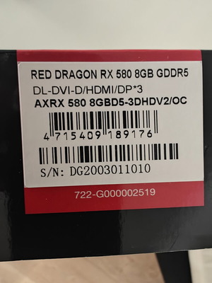 Red Dragon RX 580 8GB graphics card like new