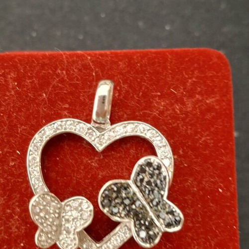 Silver 925 pendant with white and black zirconia new