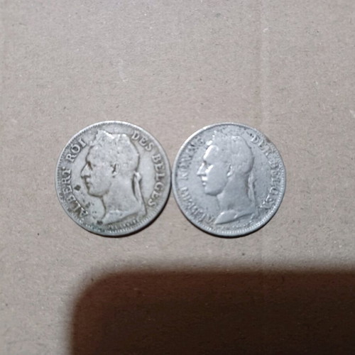 50 Centimes Congo Belge 1926 used, set of 2 coins