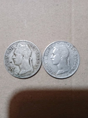 50 Centimes Congo Belge 1926 used, set of 2 coins