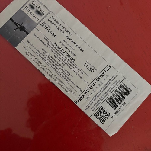 Auschwitz collectible ticket like new