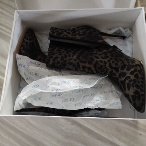 Guess leopard ankle boots new leather high heels