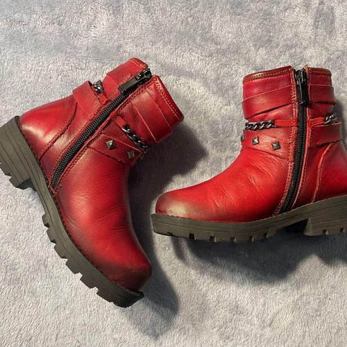 Crocodilino kids leather boots size 27 like new, burgundy