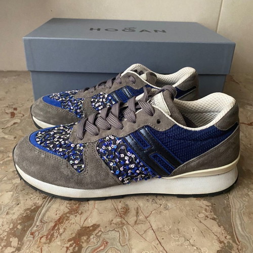 Hogan Rebel women's sneakers like new, size 36.5-37, suede and glitter