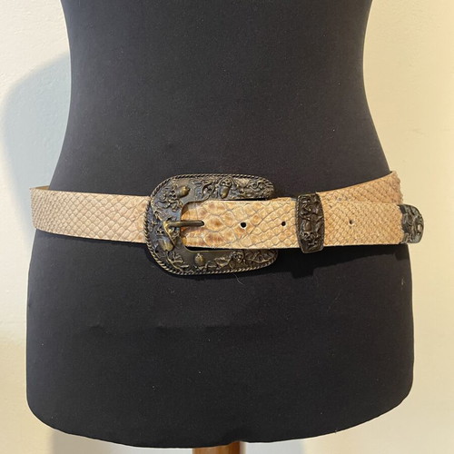 Anna Biagini belt used, size 105/90, beige snake print imitation leather
