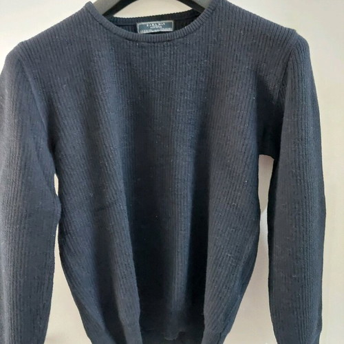 Zara men's 100% wool sweater Large dark blue like new