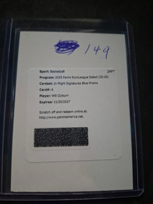 2025-26 Panini Select EuroLeague Will Clyburn Blue Signatures card like new