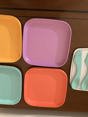 Tupperware To Go Picnic Plate set with lid, mint lilac orange salmon