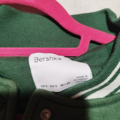 Bershka Varsity Jacket Size S green and beige like new