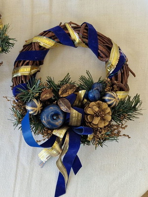 Handmade Christmas Wreath used with natural branches and decorations