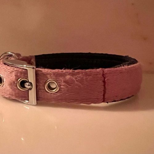 Dog collar used in pink color with leather lining