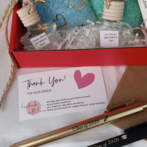 Graduation 2026 gift set with pen, aromatic pearls & car diffuser