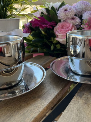 Lungo espresso cups inox set of 2 like new