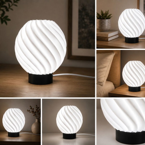 3D Printed Table Lamp Spiral Swirl Design new