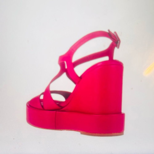 Paloma Barceló fuchsia leather platform sandals like new, size 40