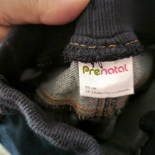 Baby denim pants like new with elastic waist and drawstrings