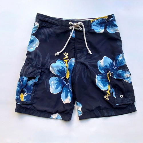 Abercrombie & Fitch Boys' Swim Shorts XL Dark Blue Floral like new
