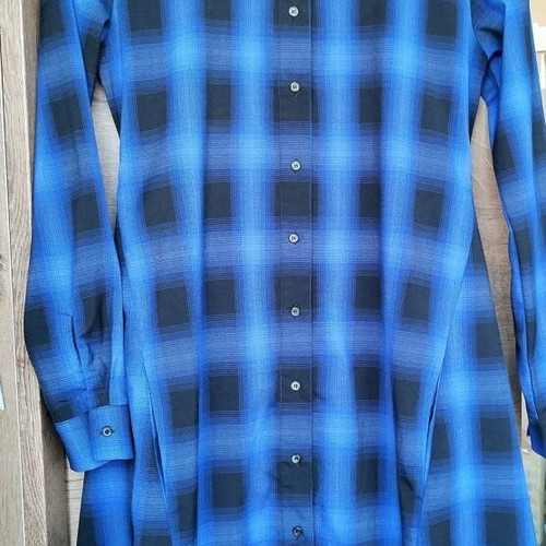 Maje blurred plaid shirt dress like new, size 1, blue black